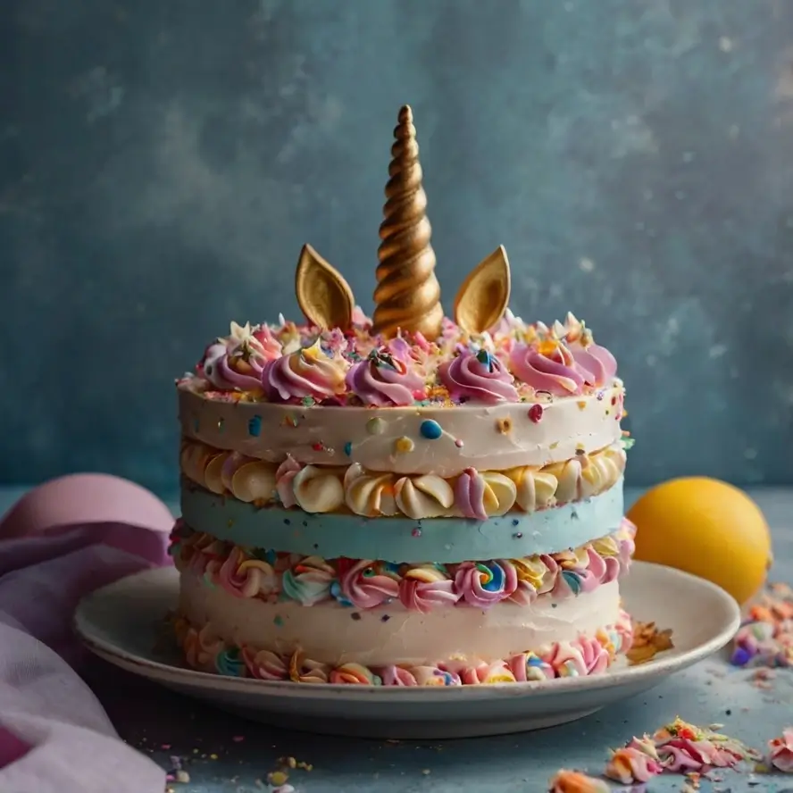 Magical Unicorn Cake with Colorful Buttercream and Edible Decorations